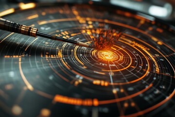 Futuristic technology interface with dynamic data visualization at high speed