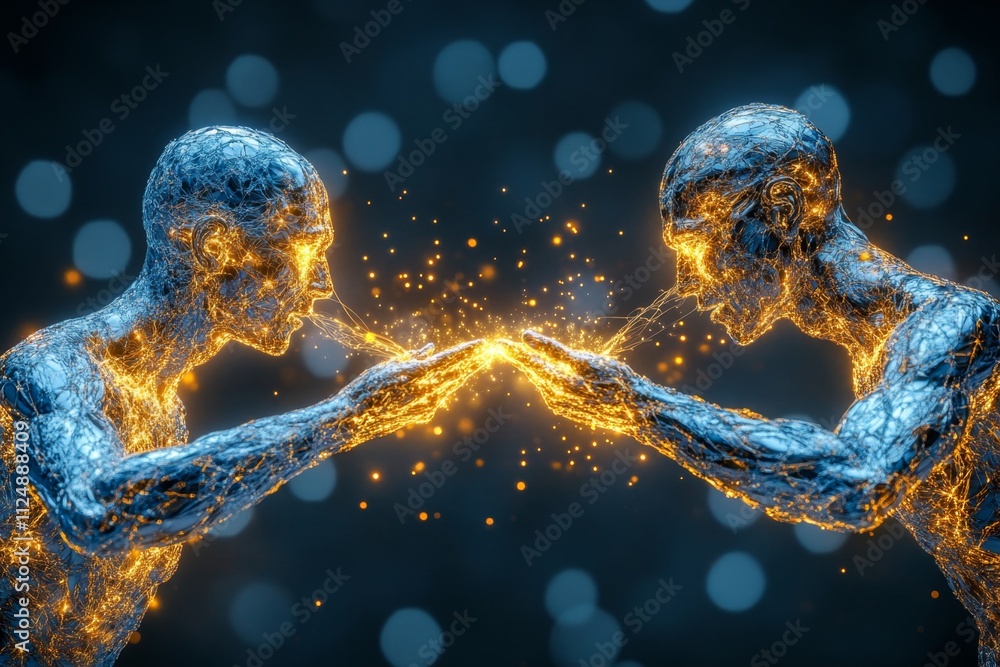 Poster A magical depiction of two glowing figures releasing a shared thread of light that dissolves into sparkling particles, symbolizing the end of a bond