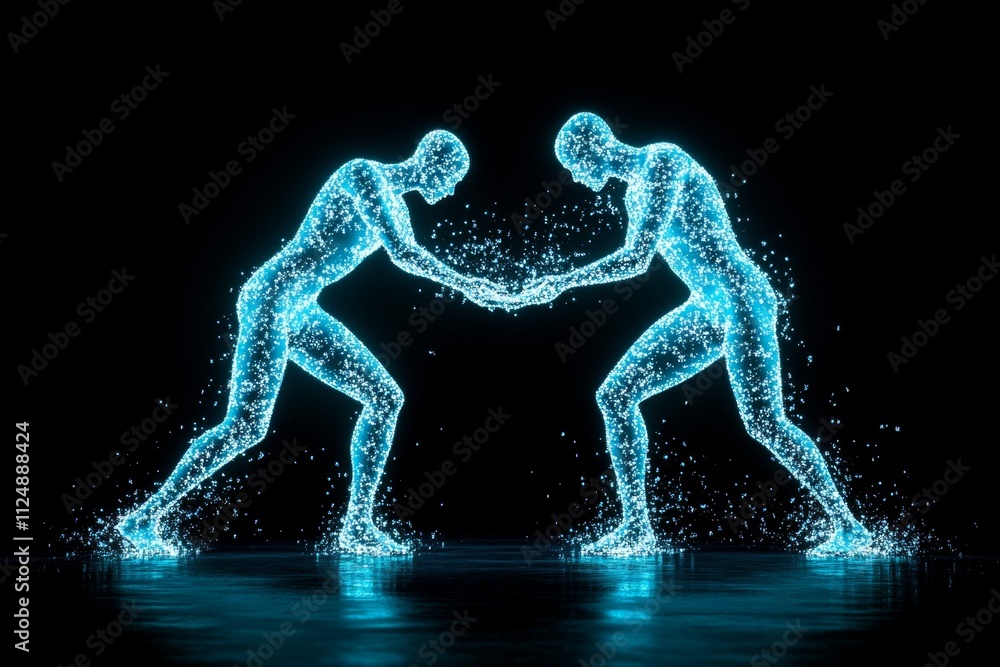 Poster A magical depiction of two glowing figures releasing a shared thread of light that dissolves into sparkling particles, symbolizing the end of a bond