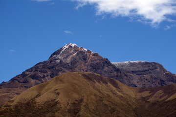 Snow dusted peak of Cotacachi Volcano in Cotacachi, Ecuador