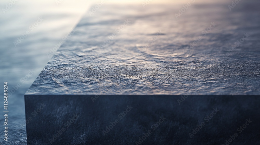Poster empty stone podium displaying rough texture in soft light
