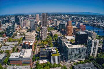 Aerial View of Portland, Oregon during Autumn