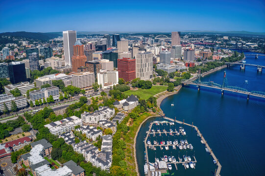 Aerial View of Portland, Oregon during Autumn