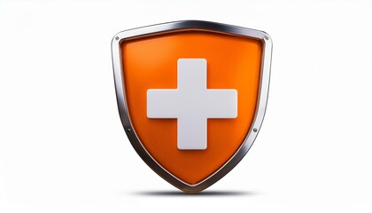 Obraz premium Safety First: 3D Rendered Shield with First Aid Cross