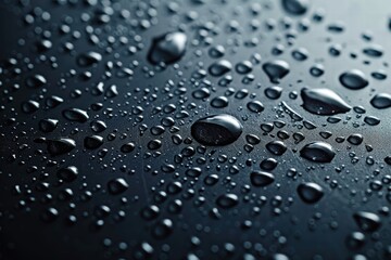 Close-up of water droplets on a dark surface