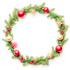 round christmas decoration circle with copyspace isolated on white backround
