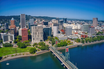 Aerial View of Portland, Oregon during Autumn