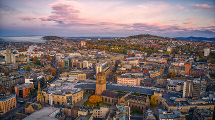 Aerial View of Dundee, Scotland, United Kingdom in Autumn