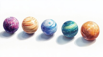 Solar System Planets Vector Design Set