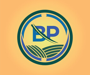 BP letter logo design with a circle shape