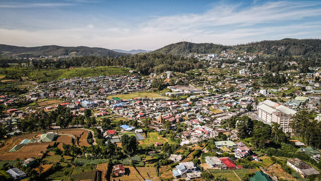 The aerial view of Nuwara Eliya in Sri Lanka