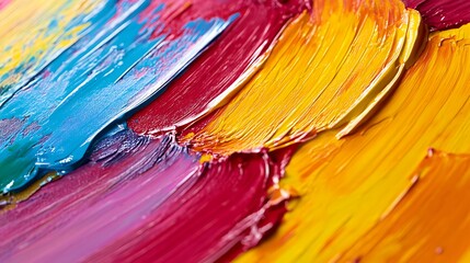 Close-up of vibrant, textured paint strokes in various colors.