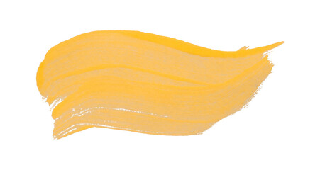 Yellow brush strokes isolated on transparent background.