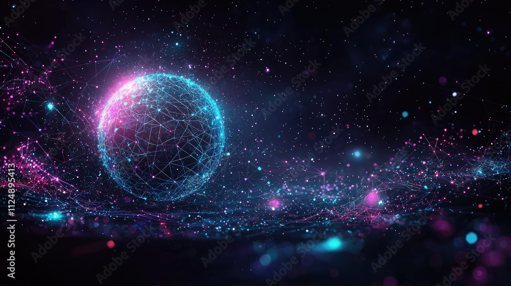Canvas Prints futuristic abstract high-tech digital sphere in dark space - modern design concept