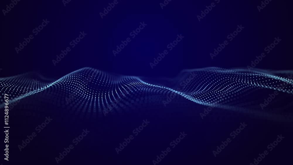 Poster Futuristic wave. 3D visualization of big data. Analytical presentation.3D rendering. Seamless loop.