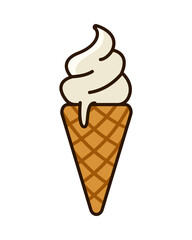 Ice cream cones illustration PNG. Melted white ice cream in cartoon style. Transparent background