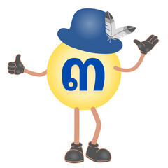 Design of three Thai numbers from cartoon characters on a white background. Home or kindergarten decoration.