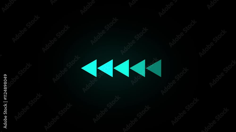 Poster abstract left directional arrow animation on the black background. signal arrow icon. green color a 