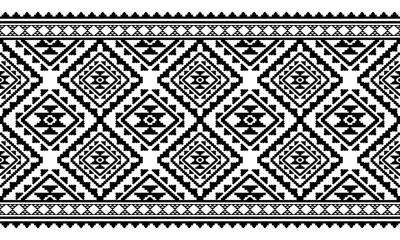 Southwest Aztec geometric Native American Mexican Navajo tribal ethnic boho indian texture ornament seamless pattern fabric black and white design vector for woven textile printing blanket rug carpet 