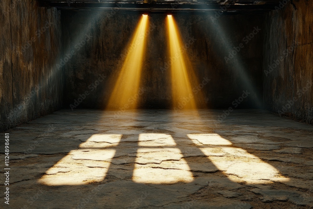 Poster A simple depiction of a slightly open door, showing only light rays emerging through the gap