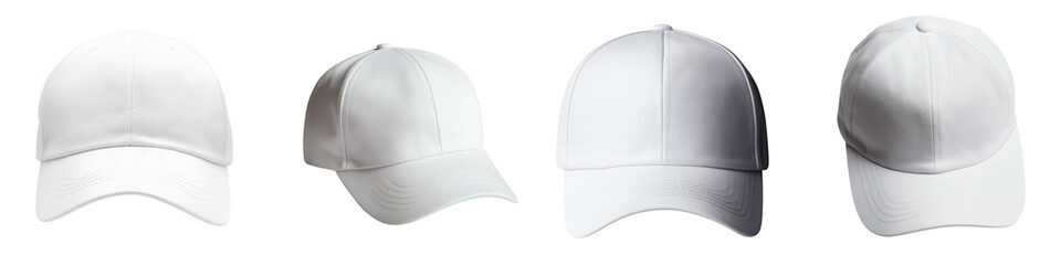 Set of a stylish white cap isolated on transparent background