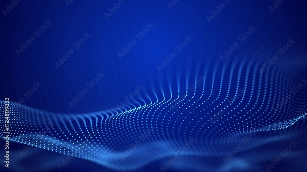 Fototapete Network connection structure. Futuristic abstract mesh. Wave with the connection of points and lines. Big data. 3D rendering.
