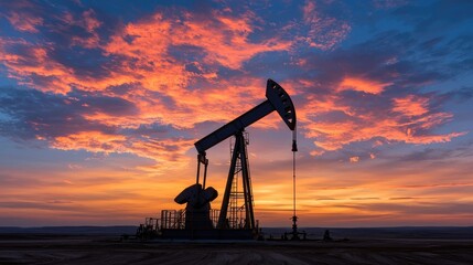 Oil extraction process oilfield photography sunset aerial view industrial development in natural environment