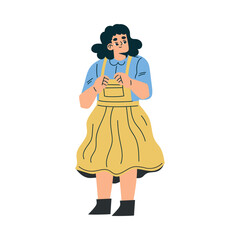 Girl Schoolkid Character Dress Up for School Vector Illustration