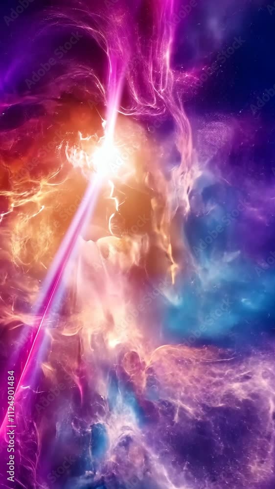 Wall mural universe creating light beam through colorful nebula