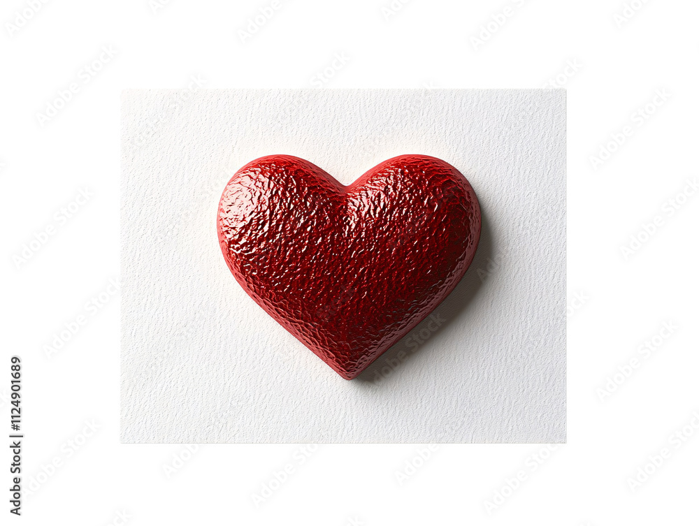 Poster a vibrant red heart-shaped object with a textured surface on transparent background.