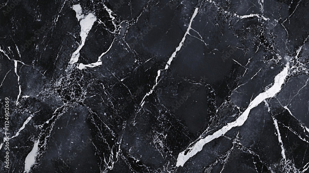 Poster black marble showing white veins creating abstract design