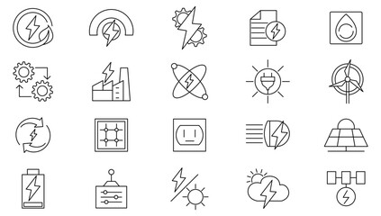 Fototapeta premium Power Purchase Agreement line icon set. tube, roof, call, broadcasting, glass, note, engage, haircut, chemical, trade, electricity supply. customizable line icon set. UI thin line icon pack.