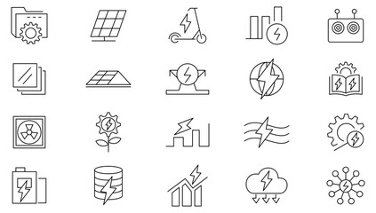 Power Purchase Agreement line icon set. tube, roof, call, broadcasting, glass, note, engage, haircut, chemical, trade, electricity supply. customizable line icon set. UI thin line icon pack.