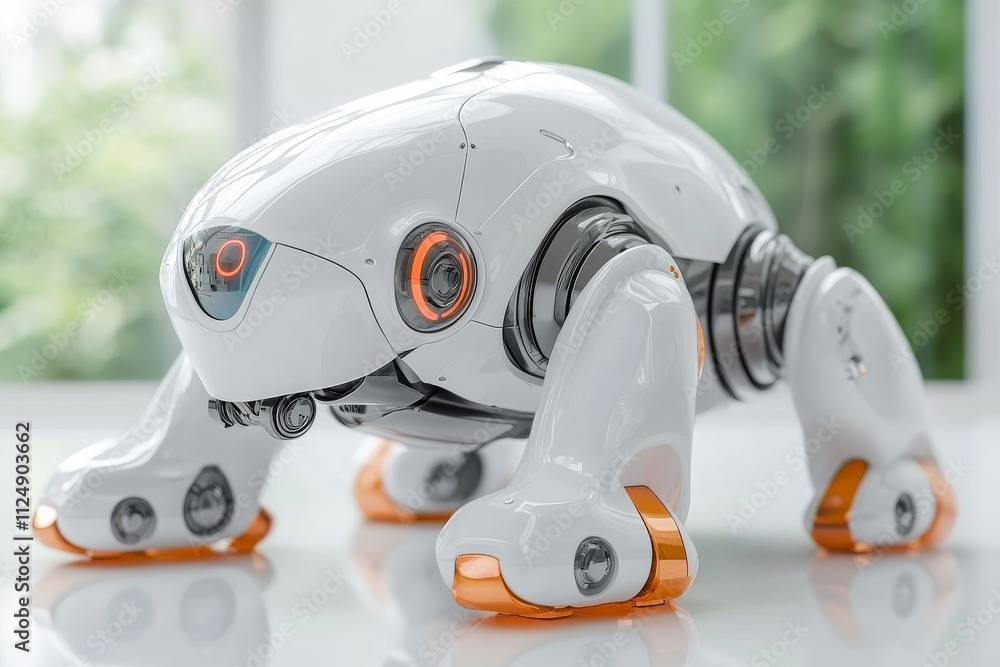 Aufkleber innovative robotic creature designed in a modern studio with sleek lines and advanced technology pre