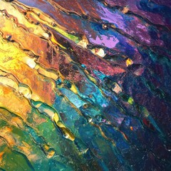 Abstract colorful swirls, vibrant paint texture.