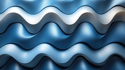 Fototapeta premium 3D background of interlocking geometric shapes in a gradient of metallic silver and blue