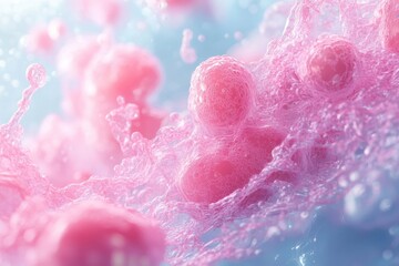 Abstract Close-Up of Pink Bubbles in Liquid with Soft Focus and Dreamy Pastel Colors, Perfect for Modern and Creative Design Projects