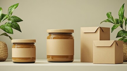 packaging mockup jars Glass jar mockup packaging Minimalist jar packaging design Rustic jar label mockup.Transparent jar with blank label.Pastel-themed jar packaging.Honey jar packaging concept
