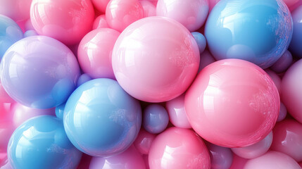 3D background of overlapping spheres in pastel shades with soft light reflections