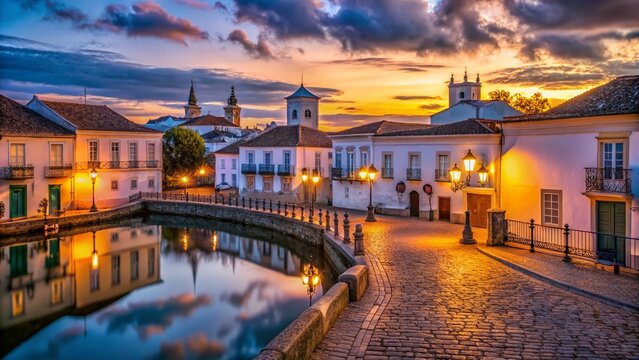 Captivating Low Light Photography of Tavira's Historic Architecture in Algarve, Portugal, Showcasing the Serene Atmosphere and Timeless Charm of This Enchanting Destination