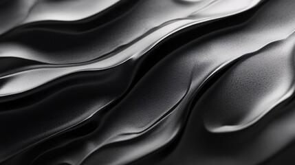 Dark metallic waves flowing and creating abstract pattern