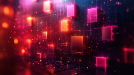 Obraz premium Abstract background with geometric fractals in dynamic neon gradients