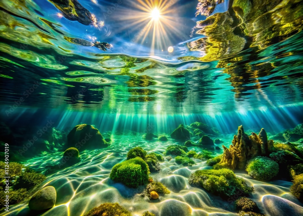 Poster captivating low light underwater reflections creating a unique wall texture pattern for stunning bac