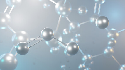 sodium nitrite molecular structure, 3d model molecule, e250, structural chemical formula view from a microscope