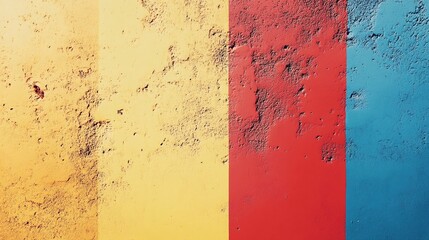 Romanian flag painted on a rough concrete wall