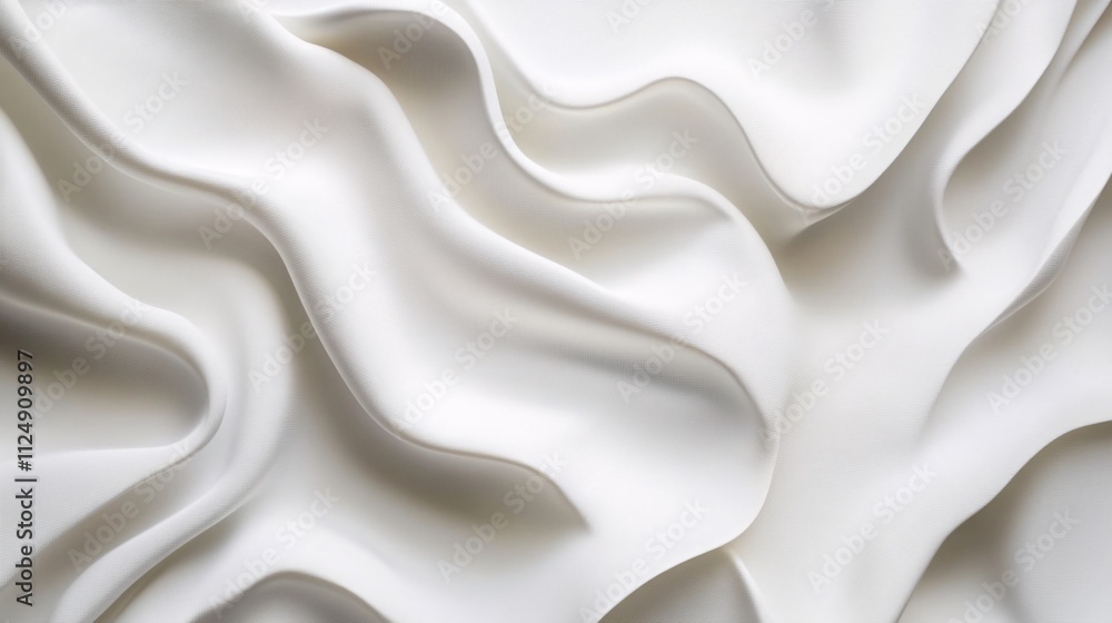 Poster White abstract plastic waves creating elegant background