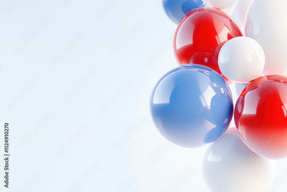 Poster shiny spheres in patriotic colors create a visually appealing abstract composition