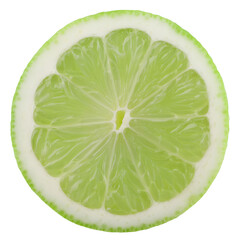 Lime slice close up showcasing its juicy texture, isolated on a transparent background, ideal for food and beverage designs