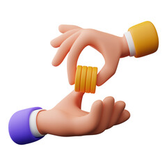 3d illustration of Transaction hand gesture