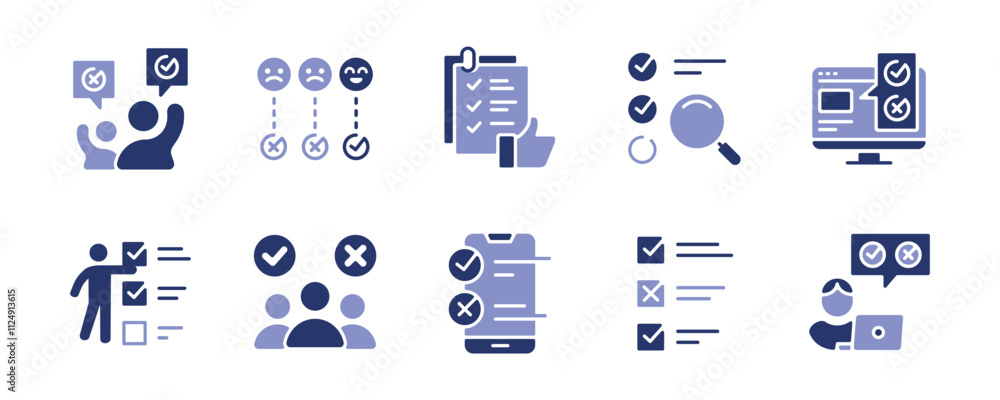 Leinwandbilder simple survey questionnaire checklist icon set business feedback multiple option solution task evaluation signs vector illustration for web and app